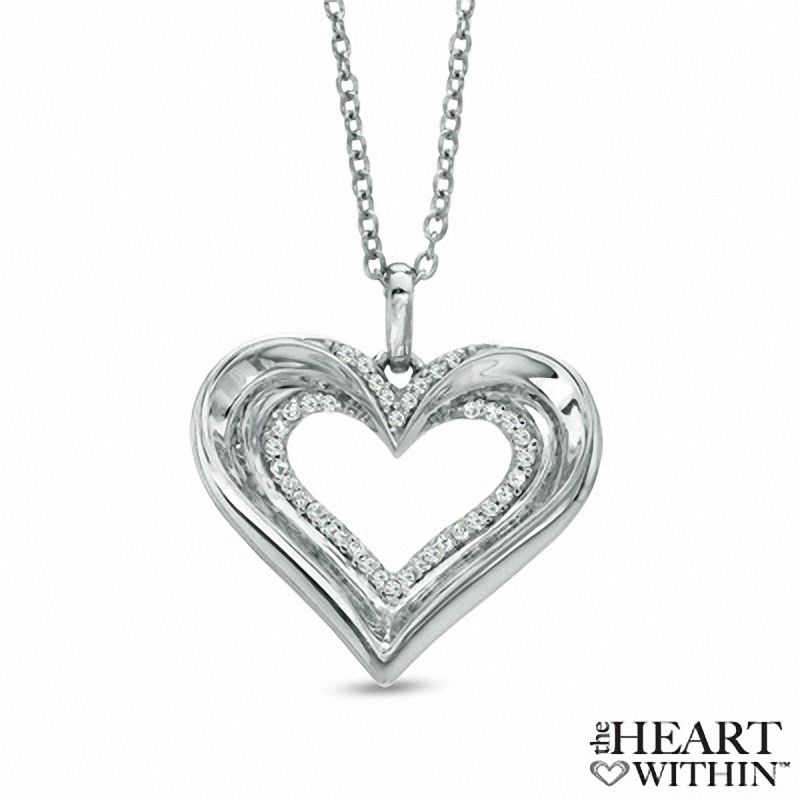 Main Image 1 of 0.15 CT. T.W. Diamond Heart Pendant in Sterling Silver