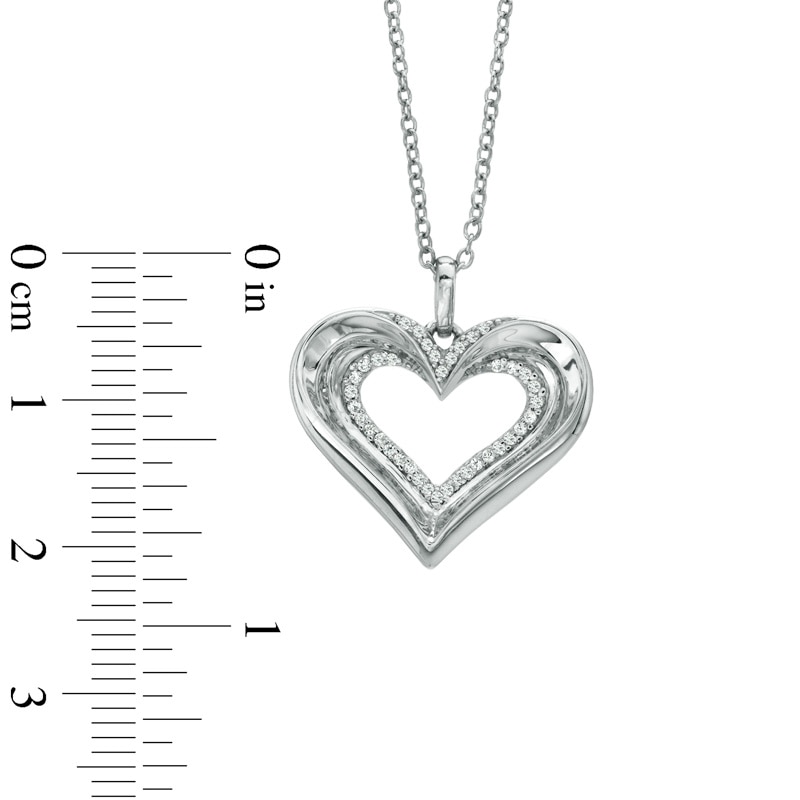 Main Image 2 of 0.15 CT. T.W. Diamond Heart Pendant in Sterling Silver