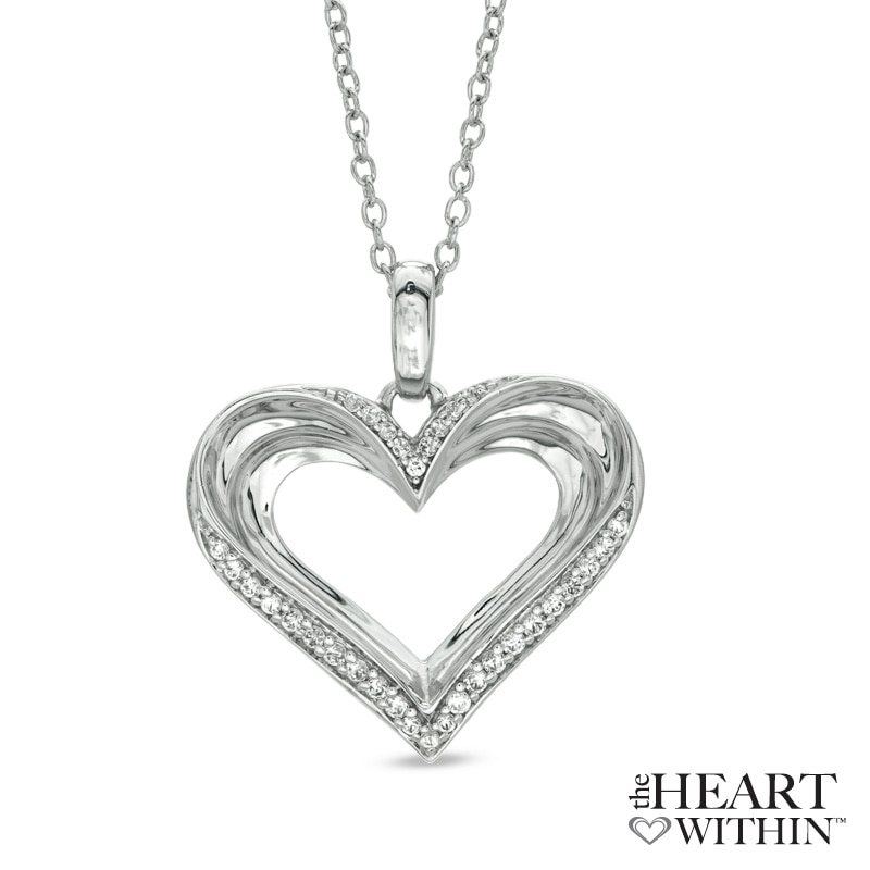 Main Image 1 of 0.15 CT. T.W. Diamond Heart Pendant in Sterling Silver