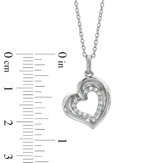 0.15 CT. T.W. Diamond Tilted Heart Pendant in Sterling Silver