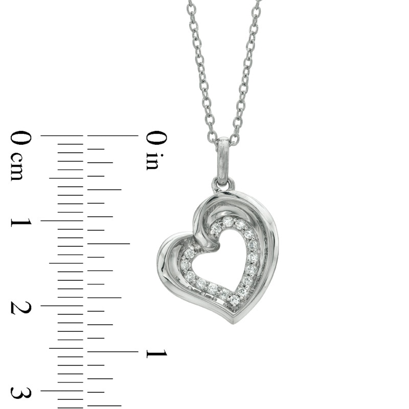 0.15 CT. T.W. Diamond Tilted Heart Pendant in Sterling Silver