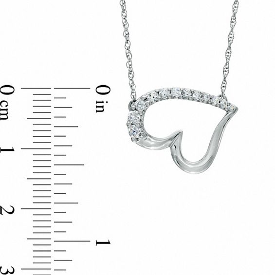 0.23 CT. T.W. Diamond Sideways Tilted Heart Necklace in Sterling Silver