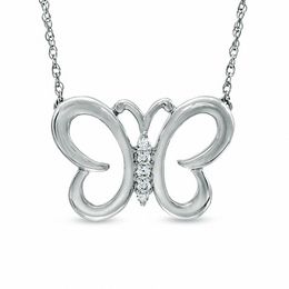 Diamond Accent Butterfly Necklace in Sterling Silver