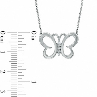 Diamond Accent Butterfly Necklace in Sterling Silver