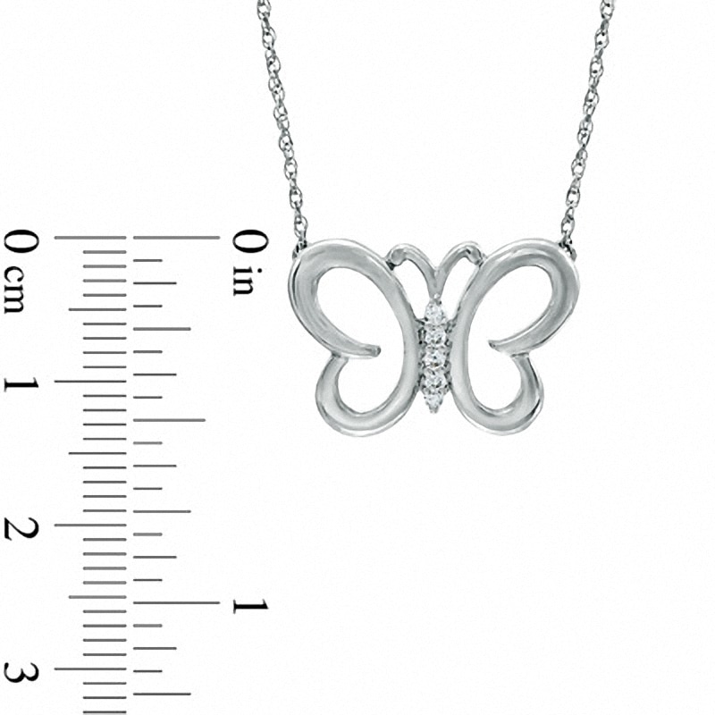 Main Image 2 of Diamond Accent Butterfly Necklace in Sterling Silver