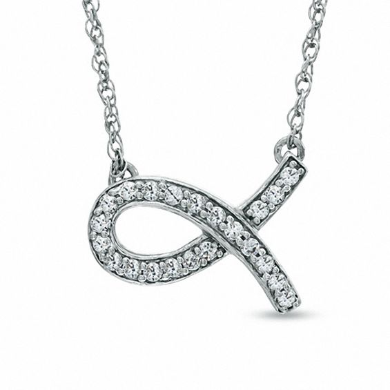 0.10 CT. T.W. Diamond Ichthys Necklace in Sterling Silver