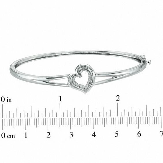 Diamond Accent Heart Bangle in Sterling Silver