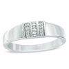 Thumbnail Image 0 of Men's 0.10 CT. T.W. Baguette and Round Diamond Ring in 10K White Gold