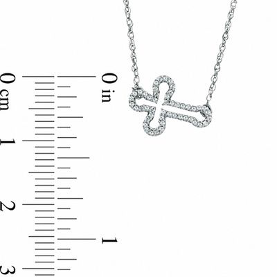 0.16 CT. T.W. Diamond Sideways Gothic-Style Cross Necklace in Sterling Silver