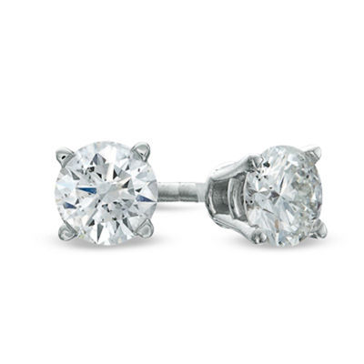 Celebration Canadian Ideal CT. T.W. Certified Diamond Solitaire Stud Earrings in 14K White Gold (I/I1