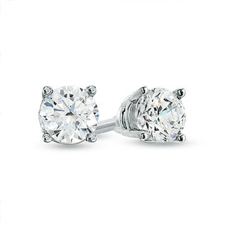 Celebration Canadian Ideal 0.50 CT. T.W. Certified Diamond Solitaire Stud Earrings in 14K White Gold (H-I/I1)