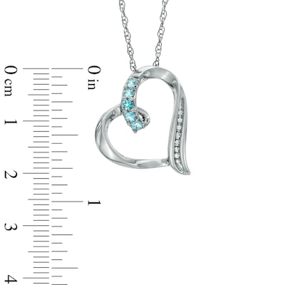 Aquamarine and Diamond Accent Looping Heart Pendant in Sterling Silver