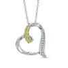 Thumbnail Image 1 of Peridot and Diamond Accent Looping Heart Pendant in Sterling Silver