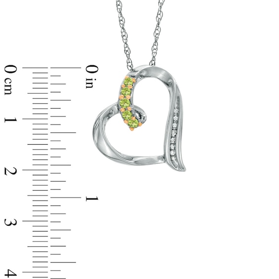 Peridot and Diamond Accent Looping Heart Pendant in Sterling Silver