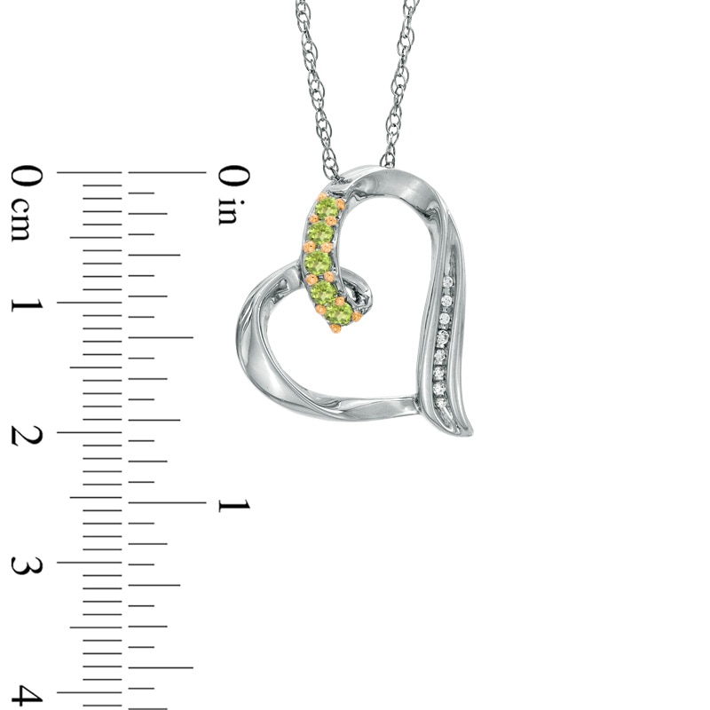 Peridot and Diamond Accent Looping Heart Pendant in Sterling Silver|Peoples Jewellers