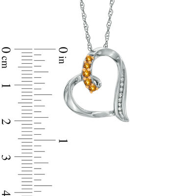 Citrine and Diamond Accent Looping Heart Pendant in Sterling Silver