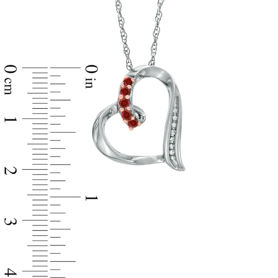 Garnet and Diamond Accent Looping Heart Pendant in Sterling Silver