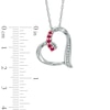 Lab-Created Ruby and Diamond Accent Looping Heart Pendant in Sterling Silver