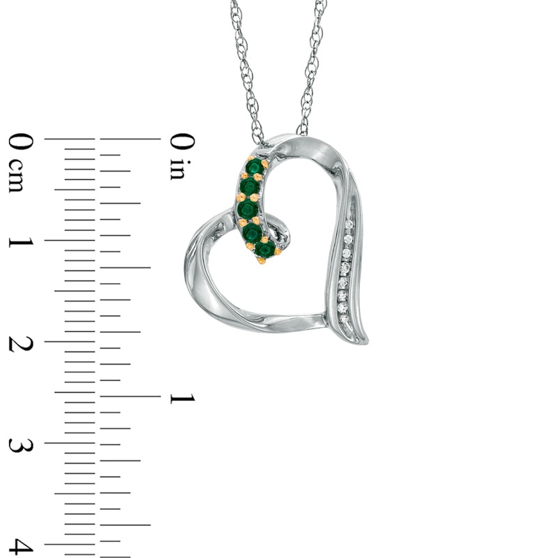 Lab-Created Emerald and Diamond Accent Looping Heart Pendant in Sterling Silver|Peoples Jewellers
