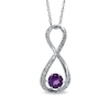 5.5mm Amethyst and Diamond Accent Infinity Pendant in Sterling Silver