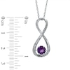 5.5mm Amethyst and Diamond Accent Infinity Pendant in Sterling Silver