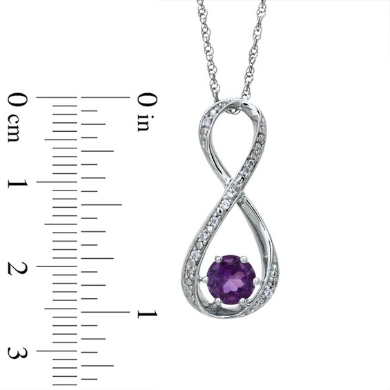 5.5mm Amethyst and Diamond Accent Infinity Pendant in Sterling Silver