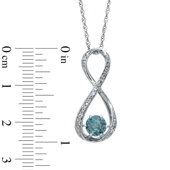 5.5mm Aquamarine and Diamond Accent Infinity Pendant in Sterling Silver