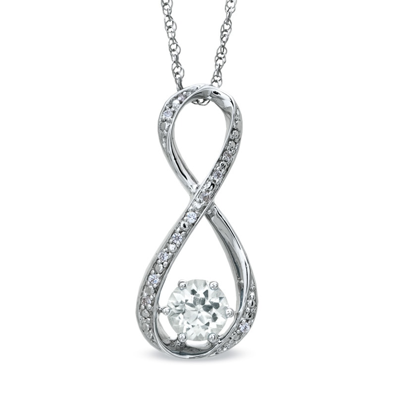 5.5mm Lab-Created White Sapphire and Diamond Accent Infinity Pendant in Sterling Silver|Peoples Jewellers