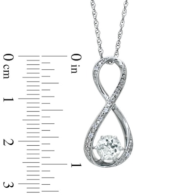 5.5mm Lab-Created White Sapphire and Diamond Accent Infinity Pendant in Sterling Silver