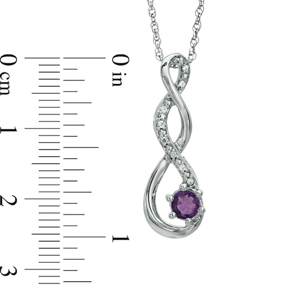 5.5mm Amethyst and Diamond Accent Twist Pendant in Sterling Silver