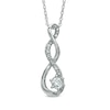 Thumbnail Image 0 of 5.5mm Lab-Created White Sapphire and Diamond Accent Twist Pendant in Sterling Silver
