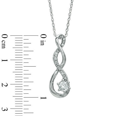 5.5mm Lab-Created White Sapphire and Diamond Accent Twist Pendant in Sterling Silver