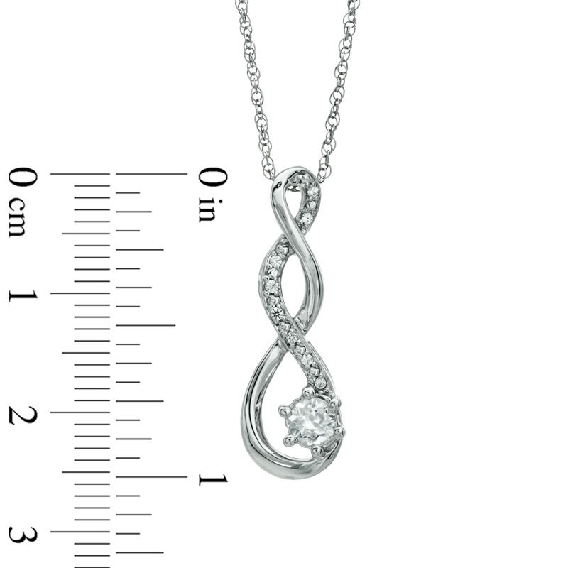 5.5mm Lab-Created White Sapphire and Diamond Accent Twist Pendant in Sterling Silver
