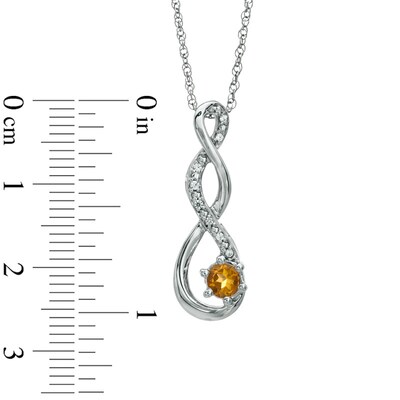 5.5mm Citrine and Diamond Accent Twist Pendant in Sterling Silver