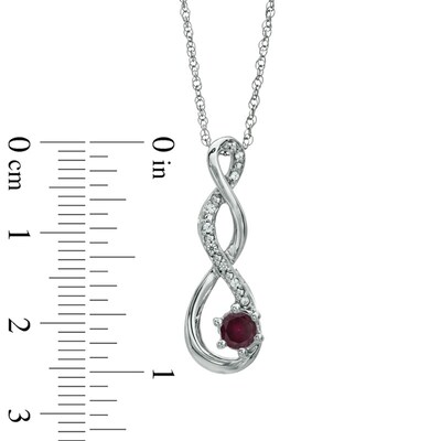 5.5mm Garnet and Diamond Accent Twist Pendant in Sterling Silver