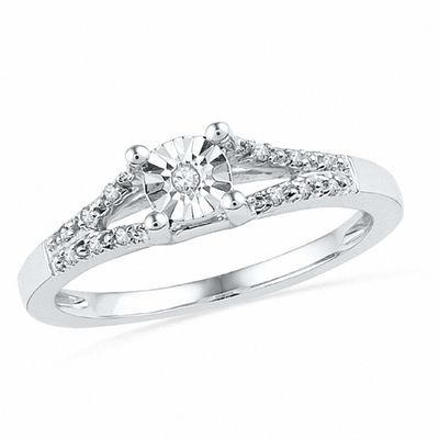 Diamond Accent Split Shank Promise Ring in 10K Gold