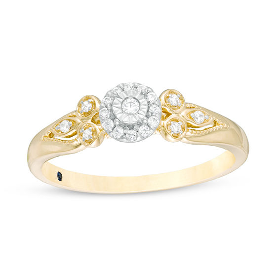 0.10 CT. T.W. Diamond Tri-Sides Promise Ring in 10K Gold