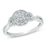 Thumbnail Image 1 of 0.10 CT. T.W. Composite Diamond Flower with Pavé Sides Promise Ring in 10K Gold