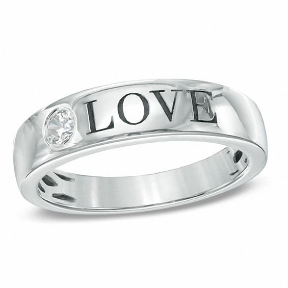 0.10 CT. Diamond "LOVE" Anniversary Band in 10K White Gold