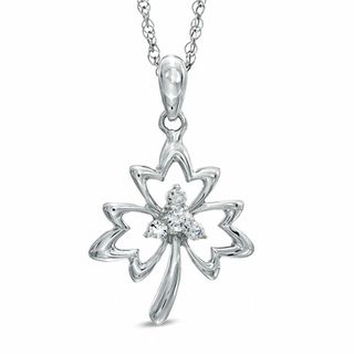 CT. T.W. Diamond Maple Leaf Pendant in Sterling Silver