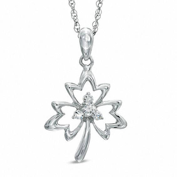 0.10 CT. T.W. Diamond Maple Leaf Pendant in Sterling Silver