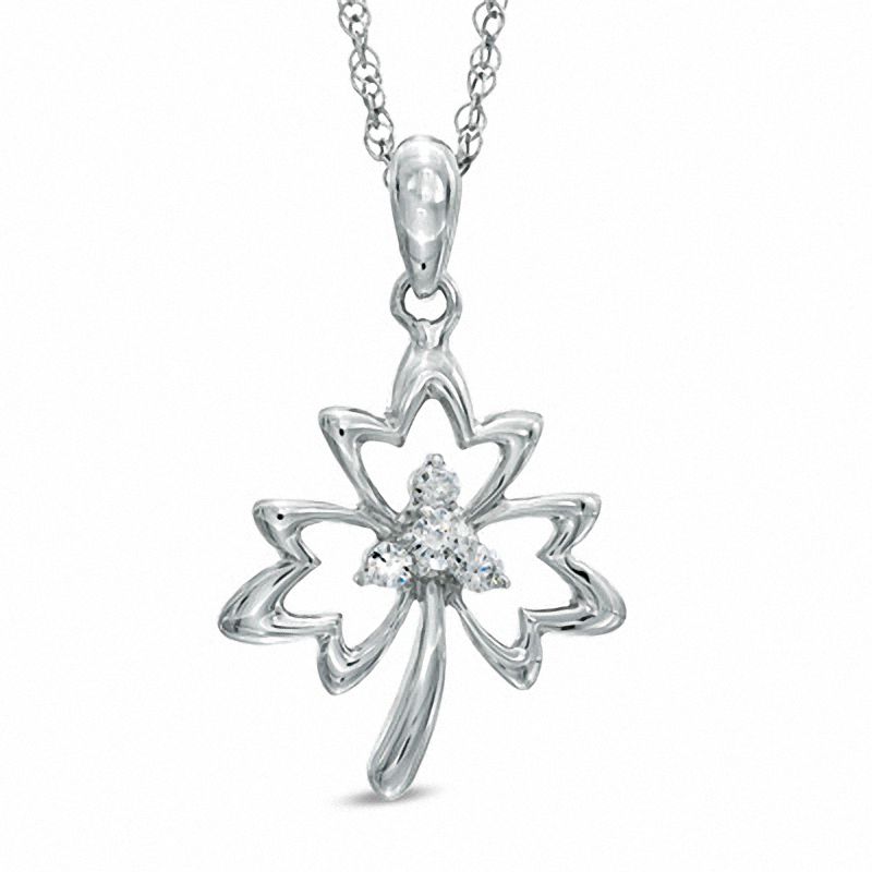 0.10 CT. T.W. Diamond Maple Leaf Pendant in Sterling Silver|Peoples Jewellers