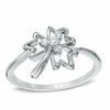 Thumbnail Image 0 of 0.10 CT. T.W. Diamond Maple Leaf Ring in Sterling Silver