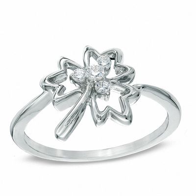 0.10 CT. T.W. Diamond Maple Leaf Ring in Sterling Silver