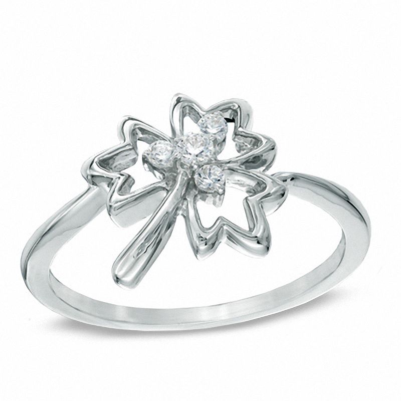 0.10 CT. T.W. Diamond Maple Leaf Ring in Sterling Silver