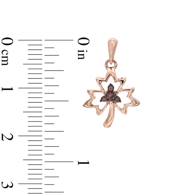 0.13 CT. T.W. Enhanced Champagne Diamond Maple Leaf Drop Earrings in 10K Rose Gold