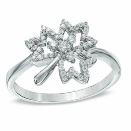 0.25 CT. T.W. Diamond Maple Leaf Ring in Sterling Silver