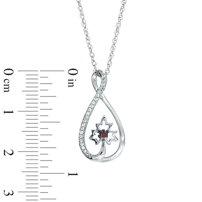 0.13 CT. T.W. Enhanced Champagne and White Diamond Infinity with Maple Leaf Pendant in Sterling Silver