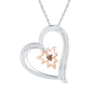 Thumbnail Image 0 of 0.16 CT. T.W. Diamond Tilted Heart with Maple Leaf Pendant in Sterling Silver and 10K Rose Gold