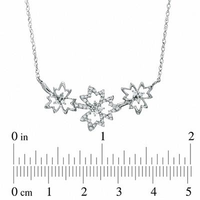 0.25 CT. T.W. Diamond Triple Maple Leaf Necklace in Sterling Silver